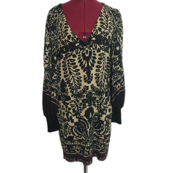 Free People Music and Lyrics Sweater Dress Women's Size Medium Mini V-Neck - Picture 11 of 14